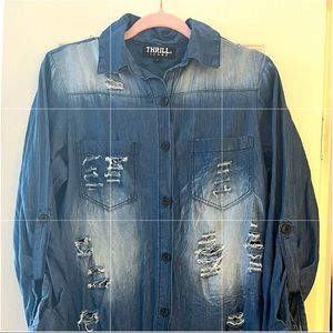 Girls long sleeve denim shirt